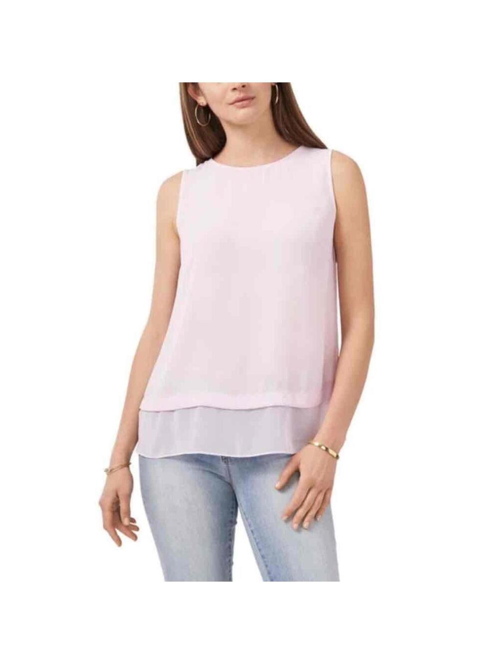 VINCE CAMUTO Beautiful Layered Sleeveless Blouse in Corsage Pink-Size Medium